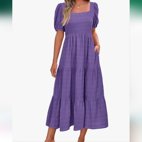 Puff Sleeve Square Neck Tiered Dress Size XL NWT ♥️ - Picture 2 of 5